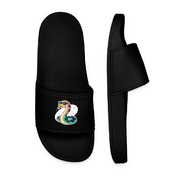 Bunte Schlange mit Sonnenbrille - Männer Badelatschen - Schwarz - Vorne