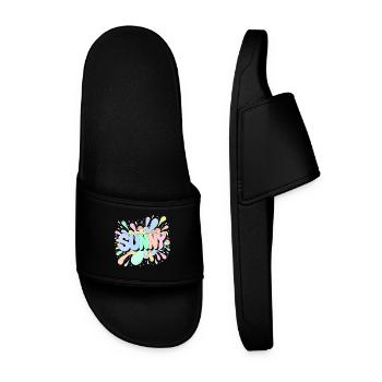 Sunny Splash Pastel Buchstaben - Männer Badelatschen - Schwarz - Vorne