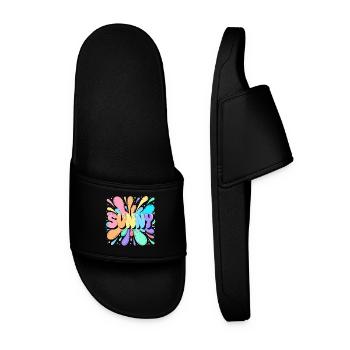 Sunny Splash Multicolored Letters - Men’s Pool Sliders - black - Front