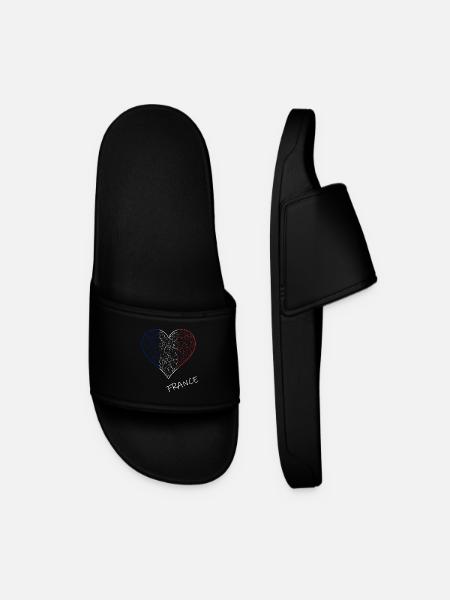 France, cœur aux couleurs françaises, France - Claquettes Homme - noir