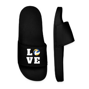 Volleyball Love Gift for Player Mom Coach - Men’s Pool Sliders - black - Front