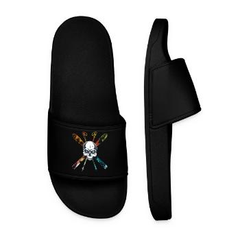 Ski Totenkopf Schädel Skifahrer Shirt - Männer Badelatschen - Schwarz - Vorne