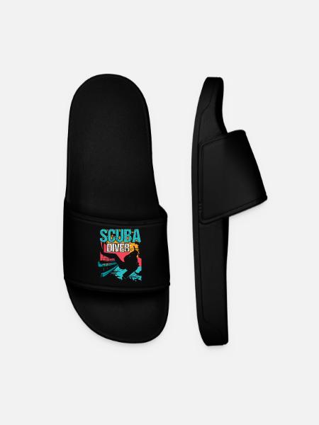 Diver Scuba Diving - Men’s Pool Sliders - black