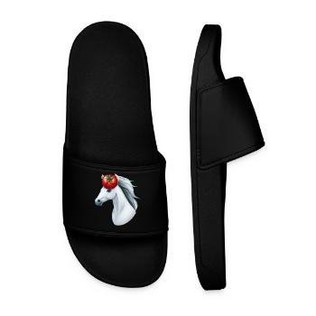 Horse's Head Tomato - Creative Horse & Vegetable Design - Men’s Pool Sliders - black - Front