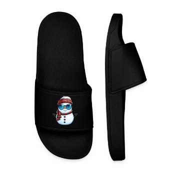 Cooler Schneemann mit Sonnenbrille Winter Design - Männer Badelatschen - Schwarz - Vorne