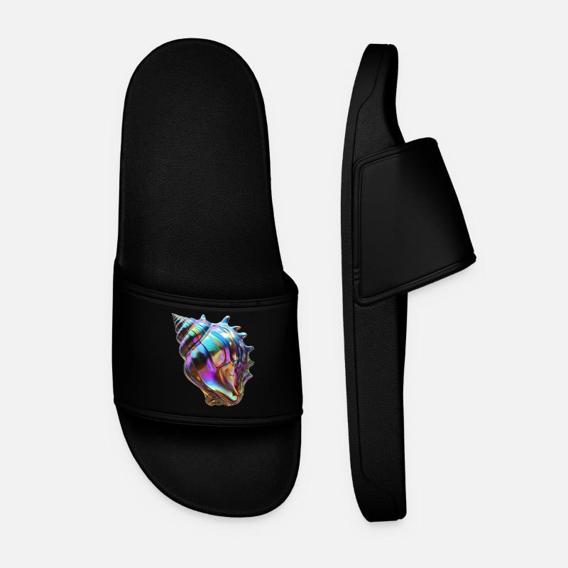chromatic sea shell - Men’s Pool Sliders - black