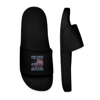 Support The Country You Live In The Country You - Men’s Pool Sliders - black - Front