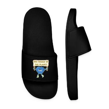 Climate activist retro mascot - Men’s Pool Sliders - black - Front