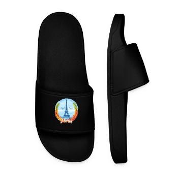 Paris Skyline with Laurel Frame - Men’s Pool Sliders - black - Front