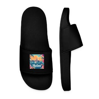 Thailand Temple Sunset Floral Paradise - Men’s Pool Sliders - black - Front