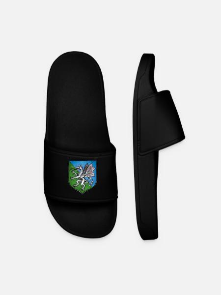 Wappen weißer Drache - Männer Badelatschen - Schwarz