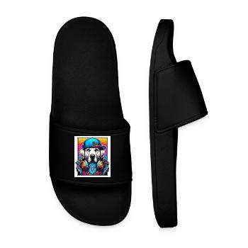dog - Men’s Pool Sliders - black - Front
