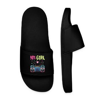 Retro 90s Girl Boombox Style - Men’s Pool Sliders - black - Front