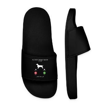 Welsh Springer Spaniel Is Calling Funny Dog - Men’s Pool Sliders - black - Front