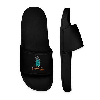 Penguin Christmas snow illustration new year tol - Men’s Pool Sliders - black - Front