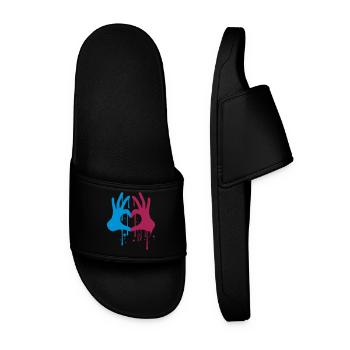 graffiti drops spray color 2 haende paar team ha - Men’s Pool Sliders - black - Front