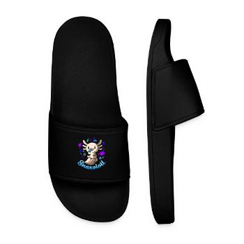 Axolotl Reptile Salamander Aquarium Kawaii Lurch - Men’s Pool Sliders - black - Front