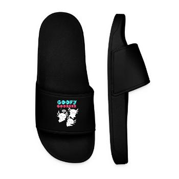 Axolotl Reptile Salamander Aquarium Kawaii Lurch - Men’s Pool Sliders - black - Front