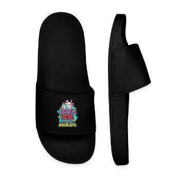 Axolotl Reptile Salamander Aquarium Kawaii Lurch - Men’s Pool Sliders - black - Front