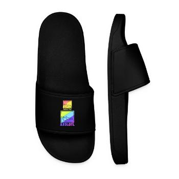 Axolotl Reptile Salamander Aquarium Kawaii Lurch - Men’s Pool Sliders - black - Front