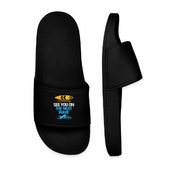 Kiteboard Kite Kiteboarding Gift Kitesurfer - Men’s Pool Sliders - black - Front