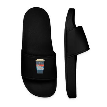 Plastic kills seals environmental ocean shirt - Men’s Pool Sliders - black - Front