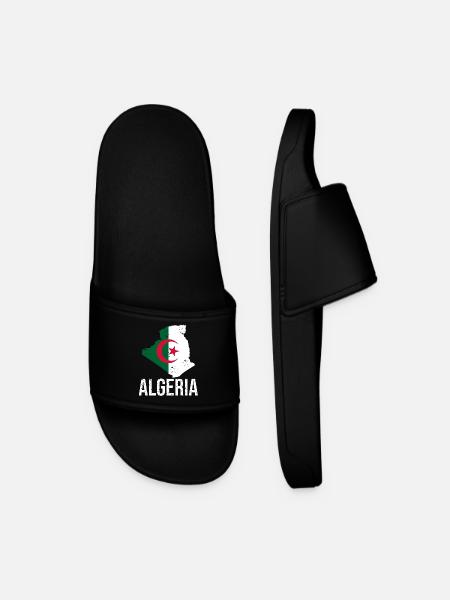 Algerian flag in map design - Men’s Pool Sliders - black