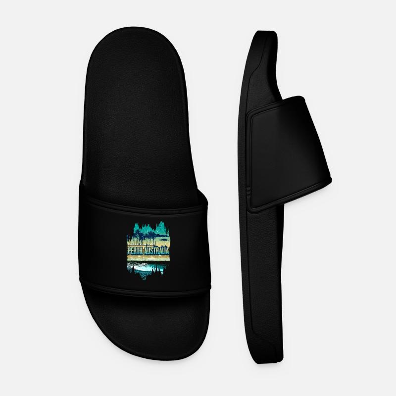 Perth Australia Retro Vacation - Men’s Pool Sliders - black