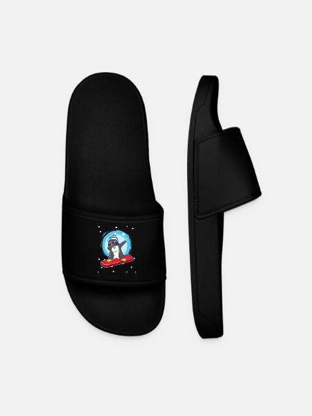 Snowboard dab penguin dabbing - Men’s Pool Sliders - black