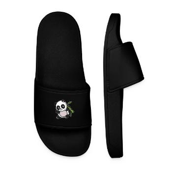 Süßer Kawaii Panda Bär - Männer Badelatschen - Schwarz - Vorne