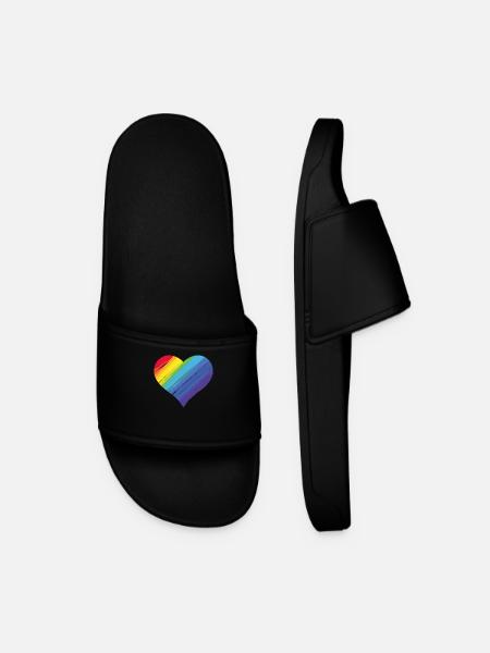 Rainbow heart - Men’s Pool Sliders - black
