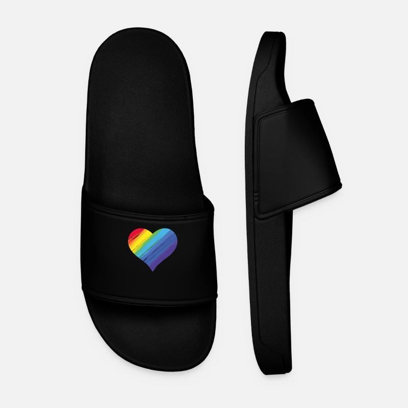 Rainbow heart - Men’s Pool Sliders - black