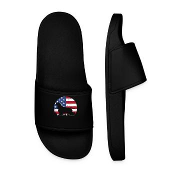Cocker Spaniel Dog 4th Of July Gift - Men’s Pool Sliders - black - Front