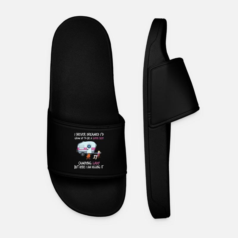 Camping campsite caravan camp - Men’s Pool Sliders - black