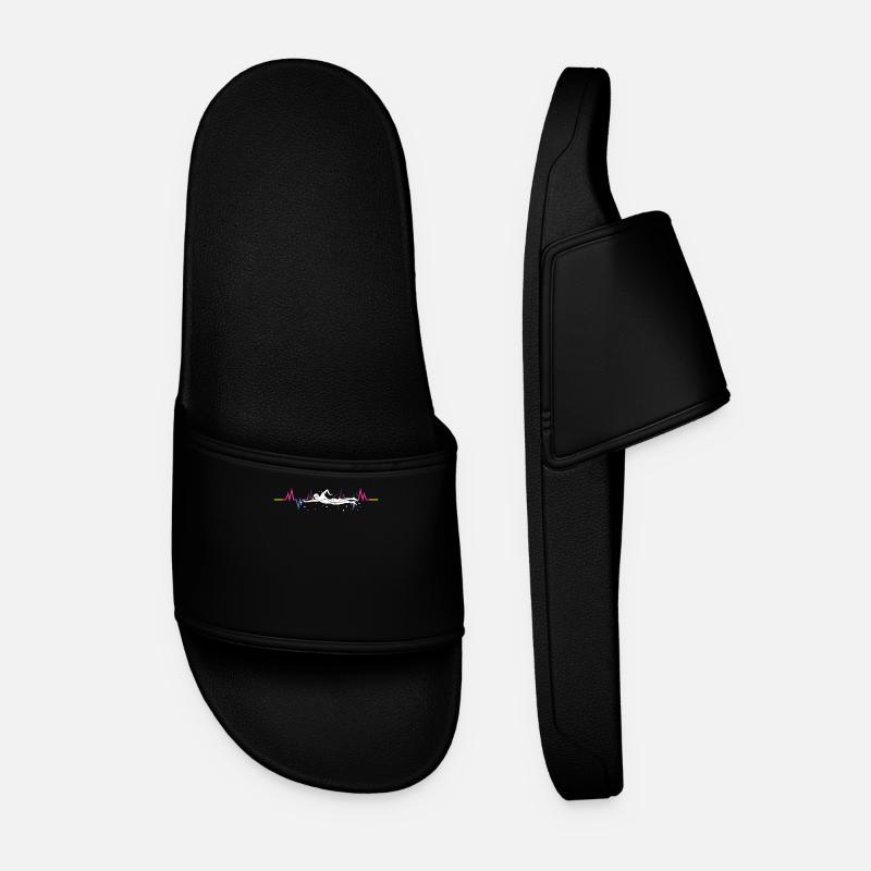 Swimming Heartbeat - Men’s Pool Sliders - black