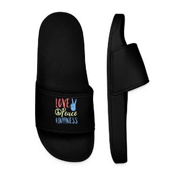 Love Peace Happiness - Men’s Pool Sliders - black - Front