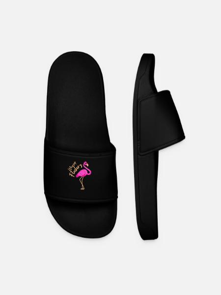 Flamingo, pink flamingo, flamingo flamingos - Men’s Pool Sliders - black