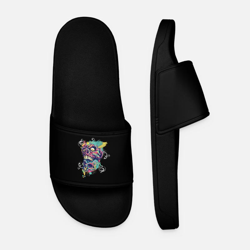 Grafitti Totenkopf Skull Geschenk - Männer Badelatschen - Schwarz