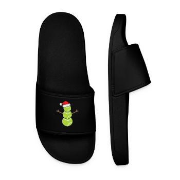Christmas Snowman Tennis Santa Hat - Men’s Pool Sliders - black - Front