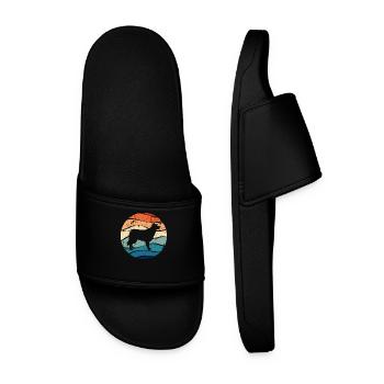 Border Collie Hund Hütehund Hunde Retro Geschenk - Männer Badelatschen - Schwarz - Vorne