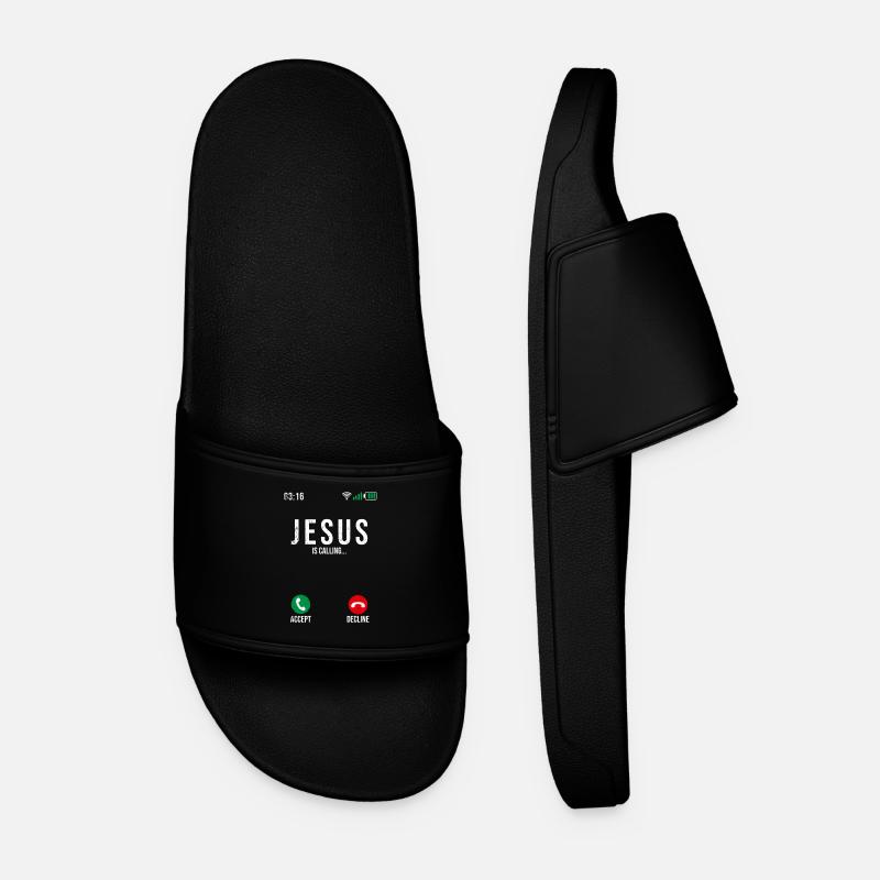 Jesus is calling - Men’s Pool Sliders - black