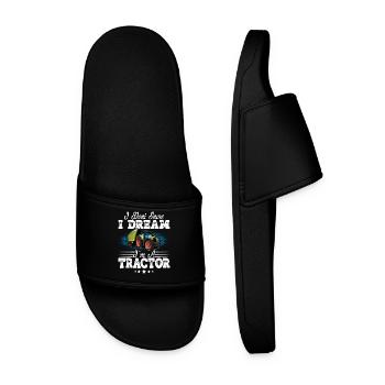 Tractor snoring funny saying - Men’s Pool Sliders - black - Front