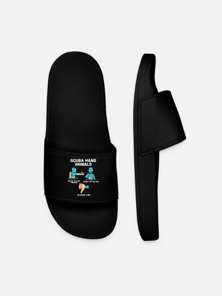 Diver Hand Sign Scuba Diving - Men’s Pool Sliders - black