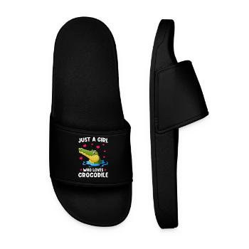 Crocodile Cute Funny Saying - Men’s Pool Sliders - black - Front