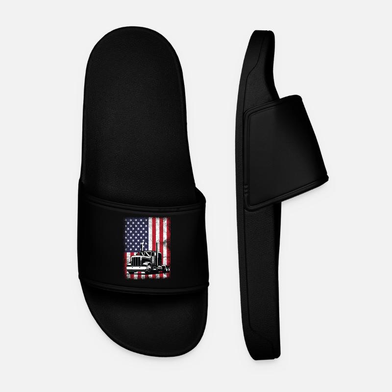 USA Flag Trucker - Men’s Pool Sliders - black