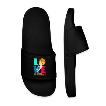 Basketball player basketball girls - Men’s Pool Sliders - black - Front