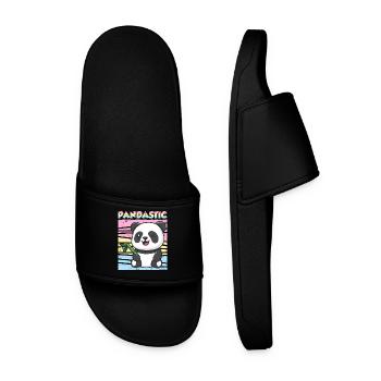 Panda Spruch Pandastic Pansexuell Geschenk - Männer Badelatschen - Schwarz - Vorne