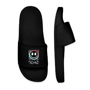 Techno Music Face Record DJ Smile EDM - Men’s Pool Sliders - black - Front