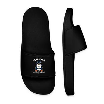 Player 4 Penguin Offspring Pregnancy Gaming - Men’s Pool Sliders - black - Front