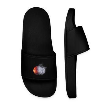 Red moon in fog dust - Men’s Pool Sliders - black - Front